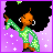 Pixelated character with large afro, orange skin, and green polka-dot outfit dancing against purple starry background with "Disco Fever!" text.