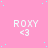 Pink background with light blue dots, repeated white text 'ROXY' above '<3' symbols in a pattern