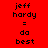 Red background with black pixelated text reading 'jeff hardy = do best' arranged in a pattern across three and two