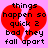 Pixelated red broken heart on pink background with black text reading 'things happen so quick 2 bad they fall apart' in a