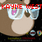 Pixelated cartoon character with brown fur and white glasses, wearing red text overlays across the face in a four