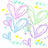 Pixelated icon with pastel hearts and text stating 'We're Best Friends Because... No Parents Would Be Able To Handle Us As Sisters!!' with names Courtney and Katie.