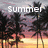 Pixelated sunset scene with palm trees, text 'Summer '08' at top and 'Make it count 5' below.
