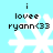 Light blue background with white snowflake icon and black text reading 'i lovee ryann<33' in pixelated font.