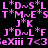 Pixelated text pattern with alternating pink and blue segments on black background, showing repeated phrases like 'L*D~S*L' and 'J*K'.