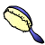Pixelated icon of a blue-handled brush with light yellow bristles, angled diagonally against white background.