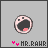 Pixelated circular icon with pink border and black interior showing mouth opening, paired with 'MR.RAHR' text and two pink hearts below on gray background.