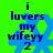 Blue text on bright green background with blue star-like shapes, displaying 'i luvers my wifeyy 2' in four repeated