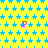 Yellow background with repeating blue star pattern and scattered pink 'P' letters, partially obscured by gray rectangle.