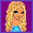 Pixel art contact sheet of six animated frames showing a blonde character's outfit and text, with purple background and pink pixelated text.