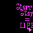 Purple pixelated text 'Sterr star = LIF' with a small white plus sign on black background, showing animation changes across frames.