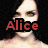 A pixelated image of a person with dark hair and yellow eyes, featuring red text overlays reading 'Alice' and 'Cullen' across the face.