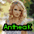 Six -aligned images of a woman with changing hair color and background, each overlaid with 'AntheaK' text in different colors