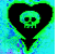 Four 2x2 grid frames of a pixelated heart-shaped icon with skull inside, each frame showing different color scheme and outline style.