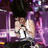 Pixelated image of a person with light skin and brown hair wearing white clothing, set against purple and dark background elements.
