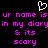 Pixelated text in bright pink on black background with white heart symbol above, repeating phrases about a name being in a diary.