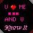 Pixelated text and symbols on a black background with pink and red elements, featuring 'U ❤️ ME' above three squares and 'AND U Know It' below.