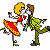 A pixelated animated contact sheet showing two cartoon characters kissing on the left and green text reading "Original Icons .com" on a dark green background on the right.