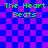 Pixelated green text 'The Heart Beats' on a blue-purple checkered background with visible pixelation and slight color bleeding.
