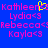 Blue background with pink text displaying names and emoticons, including a yellow heart symbol.