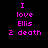 Pixelated text displays 'I love Ellis 2 death' with green highlight changes across four