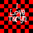 Red and black checkered background with white text reading "I Love Taryn" in four distinct arrangements across the image.