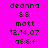 Pixelated text displays 'deanna && matt 12.14.07 as&f' on four distinct background colors: bright pink, purple, blue, and dark purple.