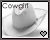 Black-and-white pixelated image of a cowgirl hat on a plate with 'Cowgirl' text and heart symbol.