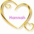 A pixelated heart-shaped frame in gold tones encloses a white background with pink text reading 'Hanna' at center.