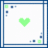 Pixelated green heart inside a blue-bordered frame with small colored squares, next to cyan-pink glitchy text reading Jon Lizzi BFF'S.