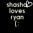 Pixelated text displays 'shasha loves ryan :' with a heart symbol replacing the 'a' in shasha on one side of an animated pair.