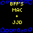 Pixelated text and blue shapes on black background with gray rectangle on right, showing repeated yellow text elements.