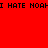 Red, white, and pink pixelated squares with repeated black text "I HATE NOAH" across all sections.