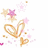 Pixelated icon with beige and pink star shapes, a golden heart-shaped looped design, scattered small squares, and soft pastel accents on white background.