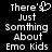 Pixelated text reads 'There's Just Somthing About Emo Kids' with a heart symbol replacing the 'o' in 'There's', displayed on a black background.