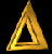 Golden triangular shape with layered outlines on black background, appearing in three vertical with subtle variations in outline thickness and shading