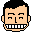 Pixel art avatar with six identical faces showing varying mouth expressions on gray background