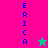 Vertical text "ERICA" in blue on pink and teal backgrounds with a green star above a pink star.