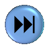 A sequence of light blue circular and oval icons with black double-triangle and vertical bar symbols, showing animation frames with varying shapes and sizes.