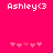 Pixelated text 'Ashley<3' in white on bright pink background with five pink hearts below, left side shows full hearts while right side shows one heart as empty outline.
