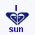 Five blue and white heart-shaped icons with text labels sun, sand, surf, roxy displayed in a