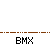 Pixelated animation of a stick figure riding a red bicycle, cycling through various motion states with 'BMX' text below.