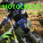 A pixelated image of a motorcyclist in mid-air performing a jump, with green text overlays reading "MOTOCROSS," "+JAKE," and "=LIFE" across different sections.