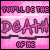 A 4x3 contact sheet of animated frames showing a pink background with repeated text "YOU'LL BE THE DEATH OF ME" in stylized font, featuring subtle frame-to-frame variations in the lettering and small black dots under certain letters.