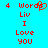 Red pixelated text on cyan background with a heart symbol replacing the 'o' in 'Word', repeated twice side-by-side.