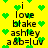 Yellow background with green heart shapes and black text reading 'i love blake ashley a&b=luv' arranged in vertical