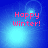 Four blue-tinted display 'Happy Winter!' text with varying light effects and lens flares