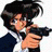 A 48x48 pixel buddy icon featuring a cartoon character holding a handgun, paired with text reading "Anime IM" and "c0m" on a black background.