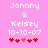 Pixelated text on pink background with red and light-red hearts, showing two identical static frames side-by-side.