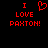 Red pixelated text and heart symbol on black background, with one version showing a broken heart shape.